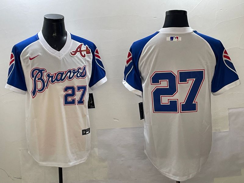Men Atlanta Braves #27 No Name White Throwback Game 2025 Nike MLB Jersey style 3->atlanta braves->MLB Jersey